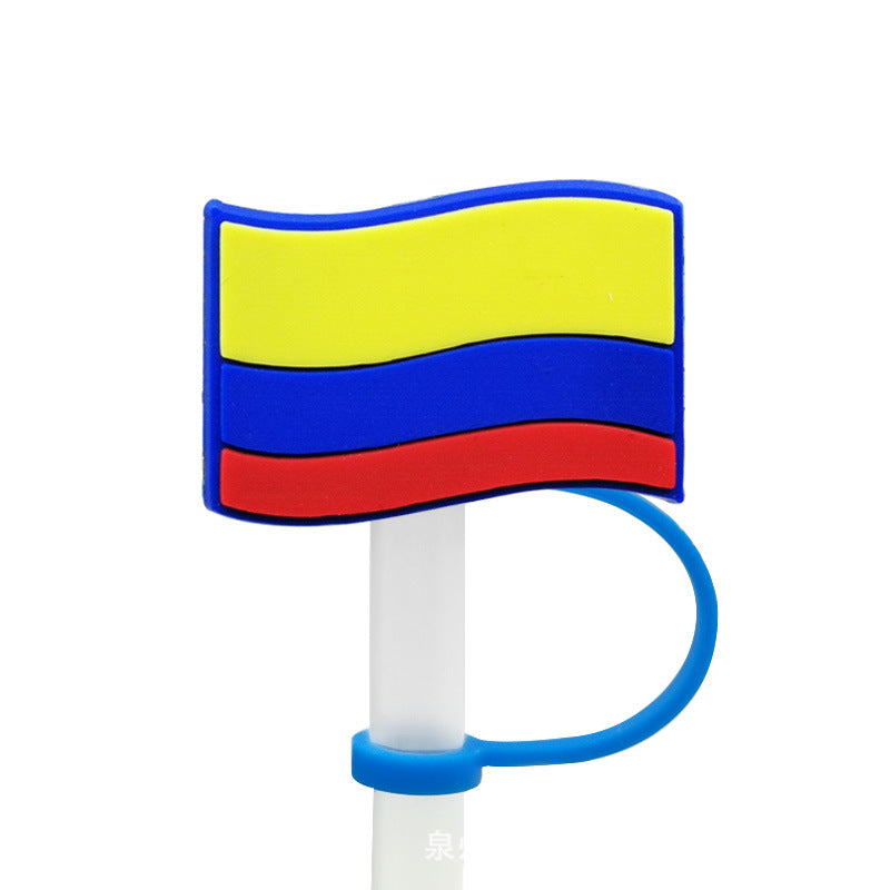 Wholesale of 10pcs Flag Series Silicone Straw Sets